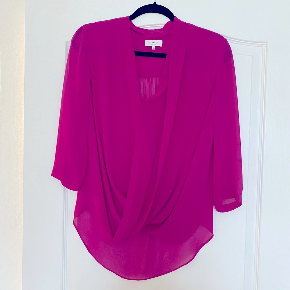 Hot pink Babaton Silk Blouse